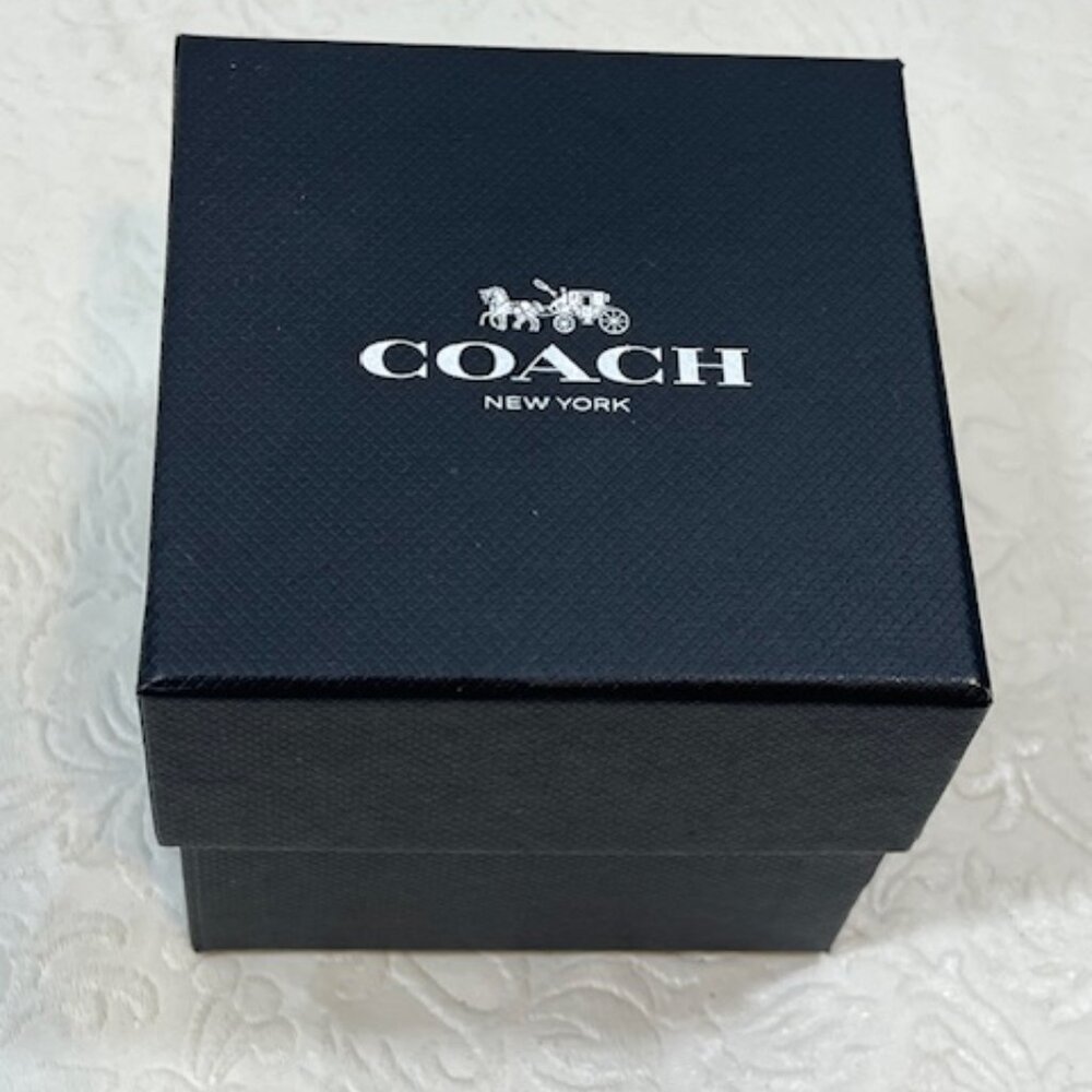 Coach Black Presentation Watch Gift Storage Box w/Black Pillow Logo 3.25" Empty